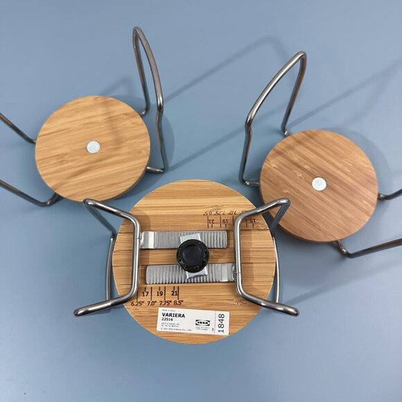 Three Ikea Bamboo/Steel Adjustable Plate Holders, Variara 22516 - Picture 2 of 2